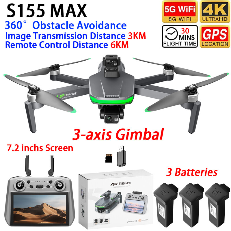 Drone Gimbal 3 Axis - S155 MAXドローン GPS WIFI 3KM FPV