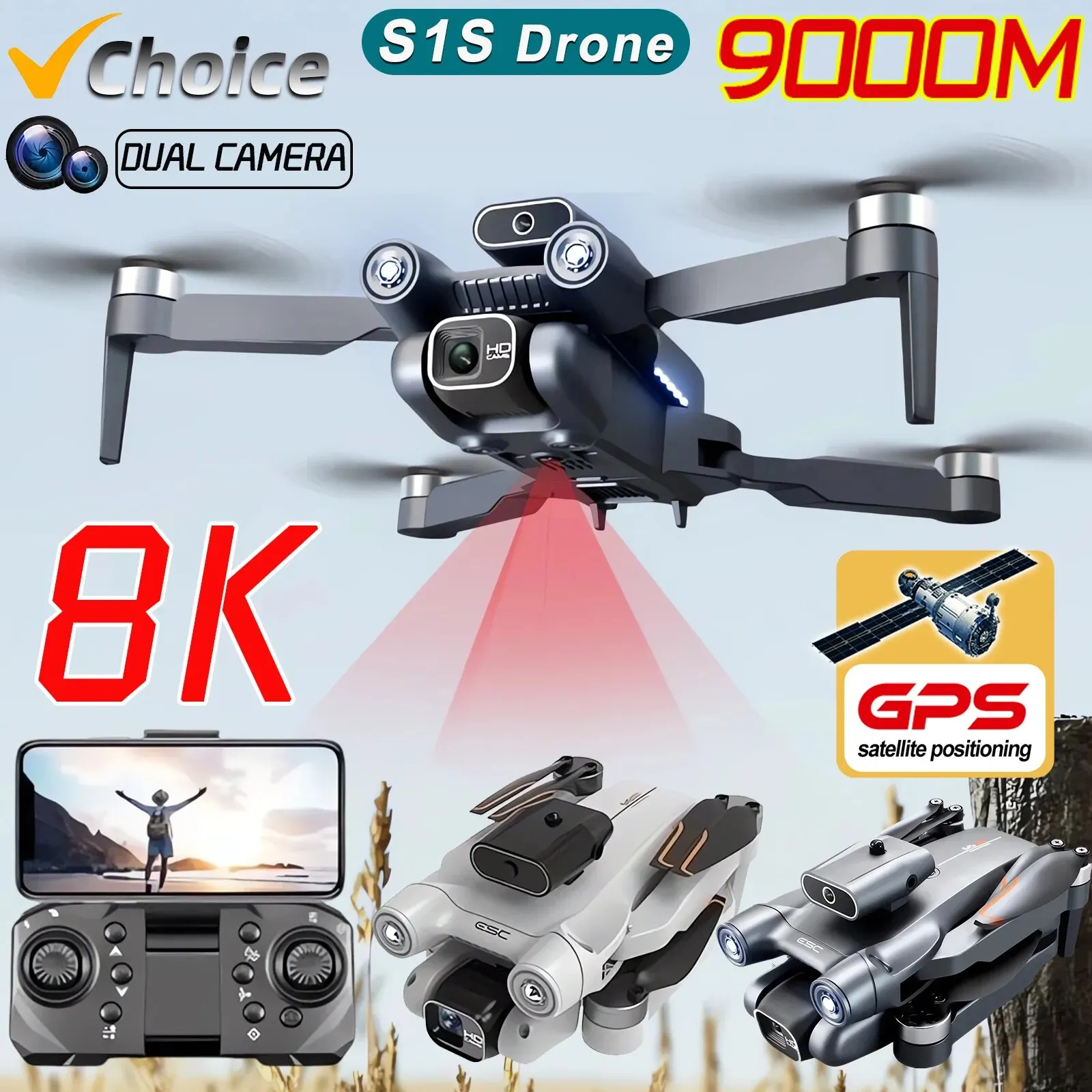 プロのブラシレスモーター付きドローン,GPS付きクワッドコプ - Drone Gimbal Brushless のレビューと価格