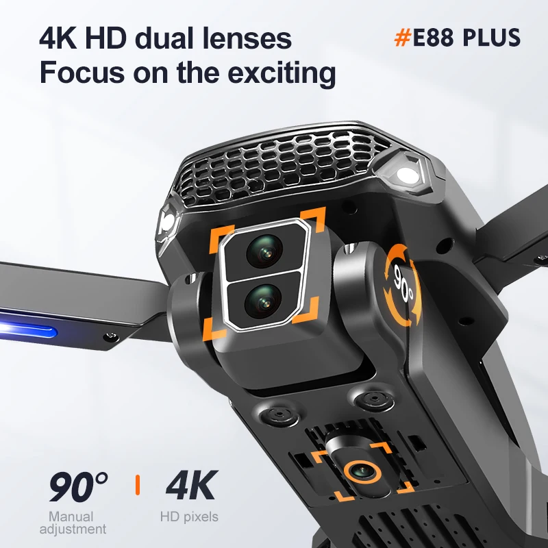 新型E88 Plusクアッドコプタードローン：90 °    - Drone Gimbal Brushless のレビューと価格